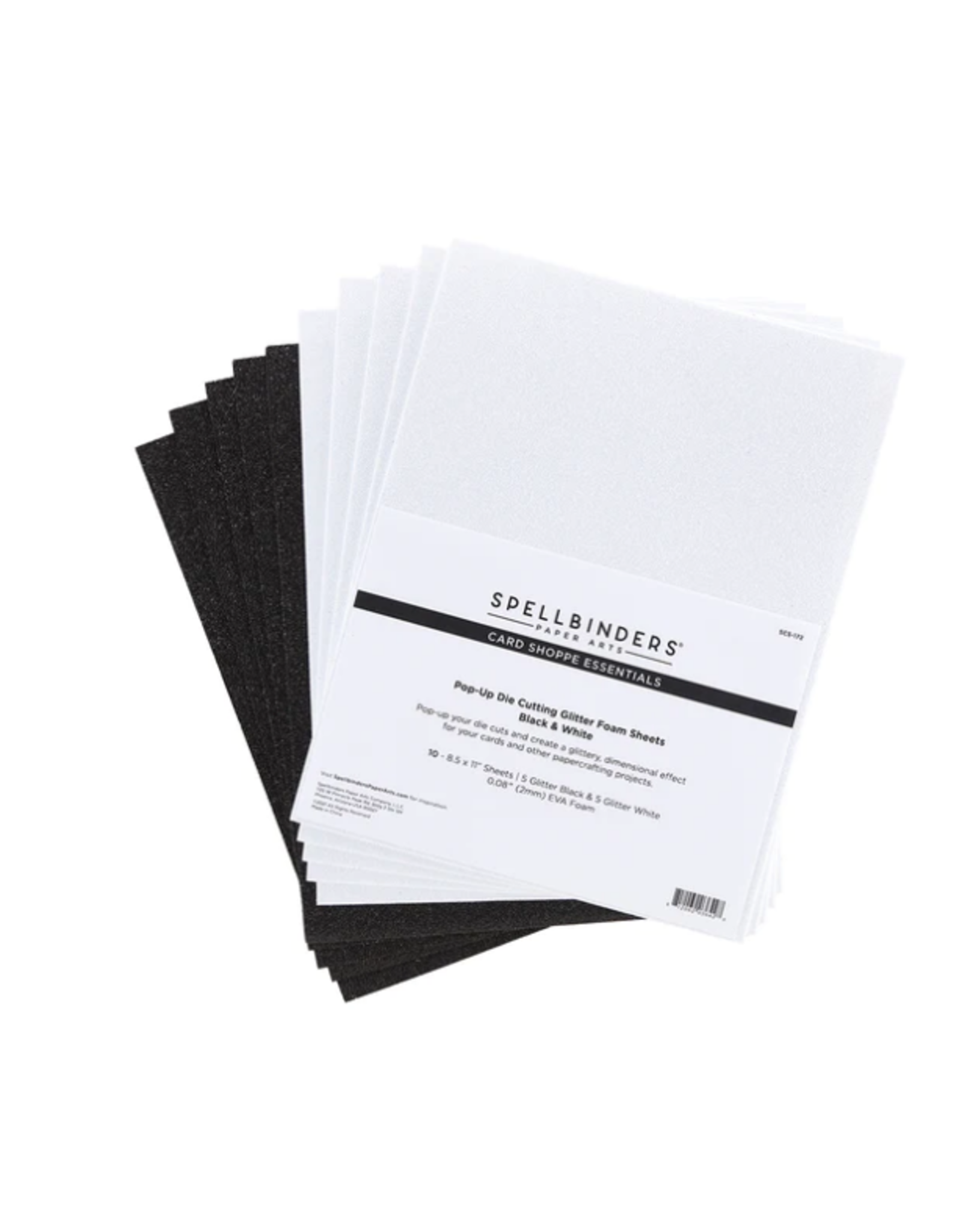 SPELLBINDERS SPELLBINDERS CARD SHOPPE ESSENTIALS BLACK & WHITE GLITTER FOAM SHEETS