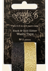 GRAPHIC 45 GRAPHIC 45 BLACK & GOLD GLITTER WASHI TAPE