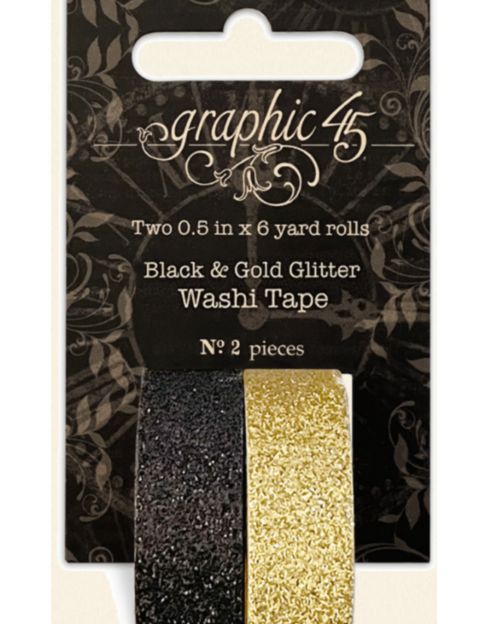 GRAPHIC 45 GRAPHIC 45 BLACK & GOLD GLITTER WASHI TAPE