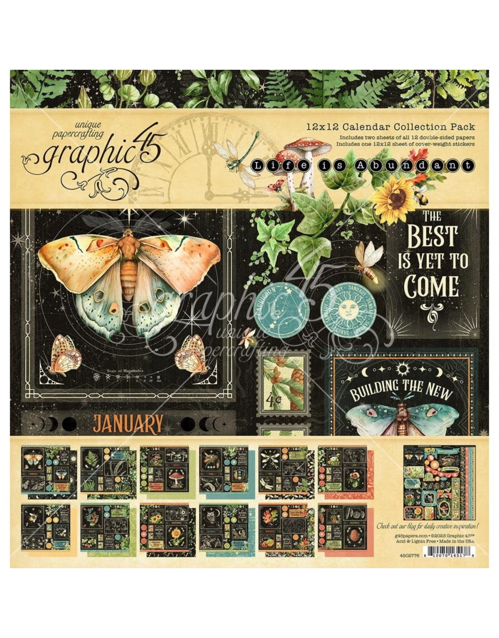 GRAPHIC 45 GRAPHIC 45 LIFE IS ABUNDANT 12x12 CALENDAR COLLECTION PACK