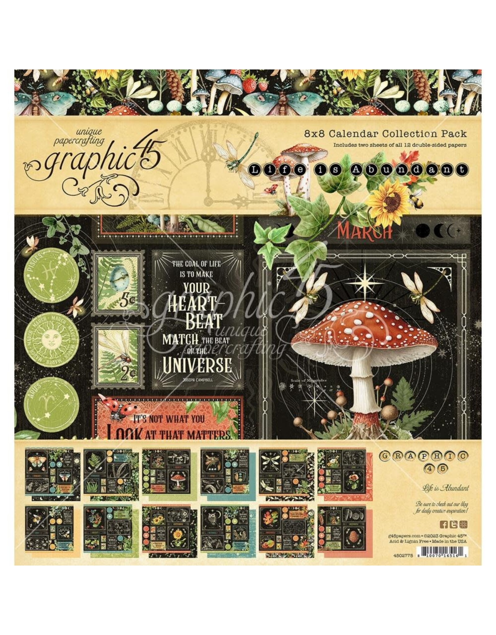GRAPHIC 45 GRAPHIC 45 LIFE IS ABUNDANT 8X8 CALENDAR COLLECTION PACK