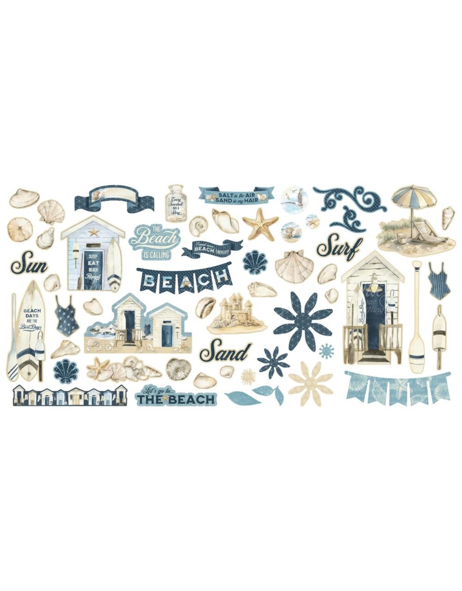 GRAPHIC 45 GRAPHIC 45 THE BEACH IS CALLING COLLECTION EPHEMERA ASSORTMENT DIE-CUTS 56/PK