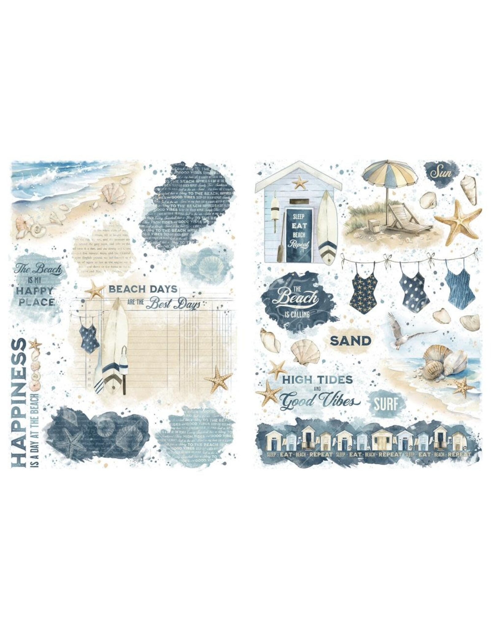 GRAPHIC 45 GRAPHIC 45 THE BEACH IS CALLING COLLECTION RUB-ON TRANSFER SET