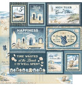 GRAPHIC 45 GRAPHIC 45 THE BEACH IS CALLING COLLECTION HIGH TIDE GOOD VIBES 12x12 CARDSTOCK