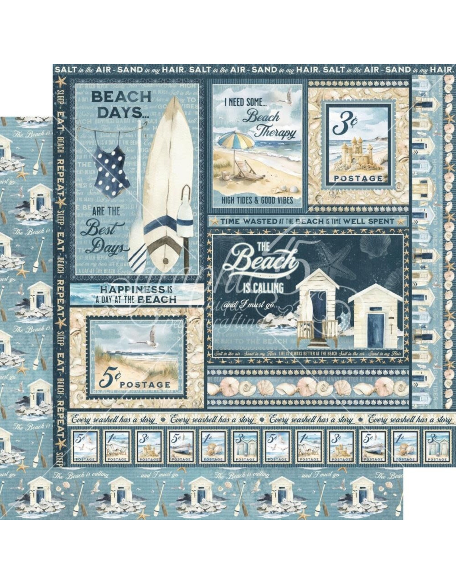 GRAPHIC 45 GRAPHIC 45 THE BEACH IS CALLING COLLECTION ENJOY THE WAVES 12x12 CARDSTOCK