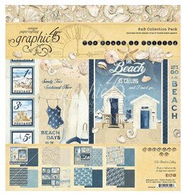 GRAPHIC 45 GRAPHIC 45 THE BEACH IS CALLING COLLECTION 8x8 COLLECTION PACK 16 SHEETS
