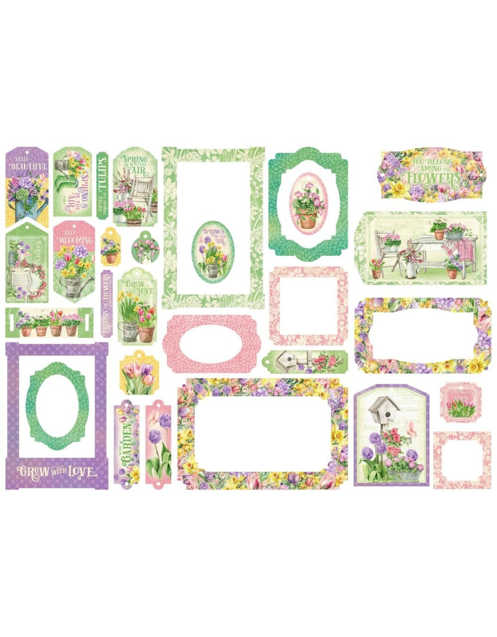 GRAPHIC 45 GRAPHIC 45 GROW WITH LOVE COLLECTION CHIPBOARD TAGS & FRAMES 30/PK