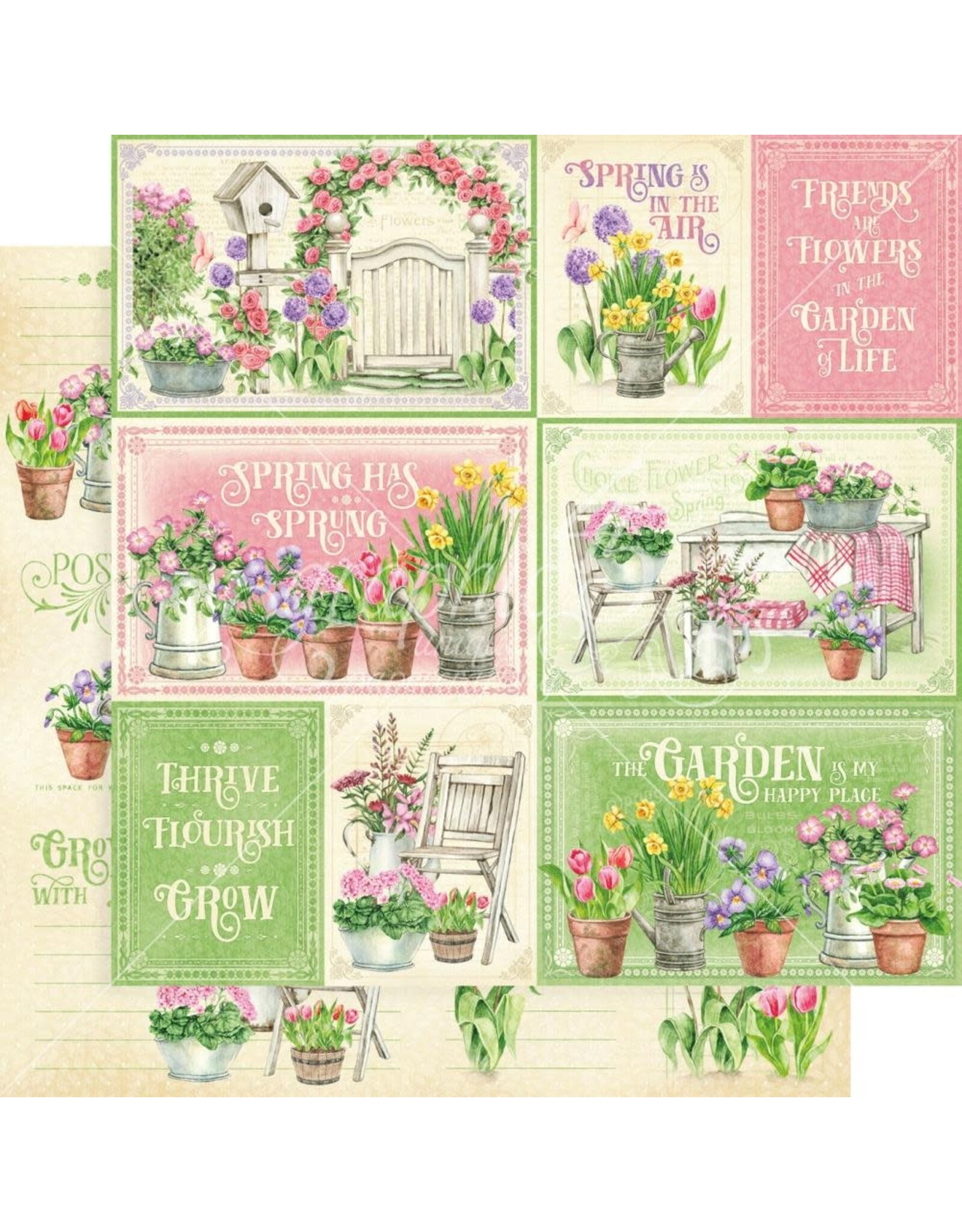 GRAPHIC 45 GRAPHIC 45 GROW WITH LOVE COLLECTION FRIENDS AND FLOWERS 12x12 CARDSTOCK