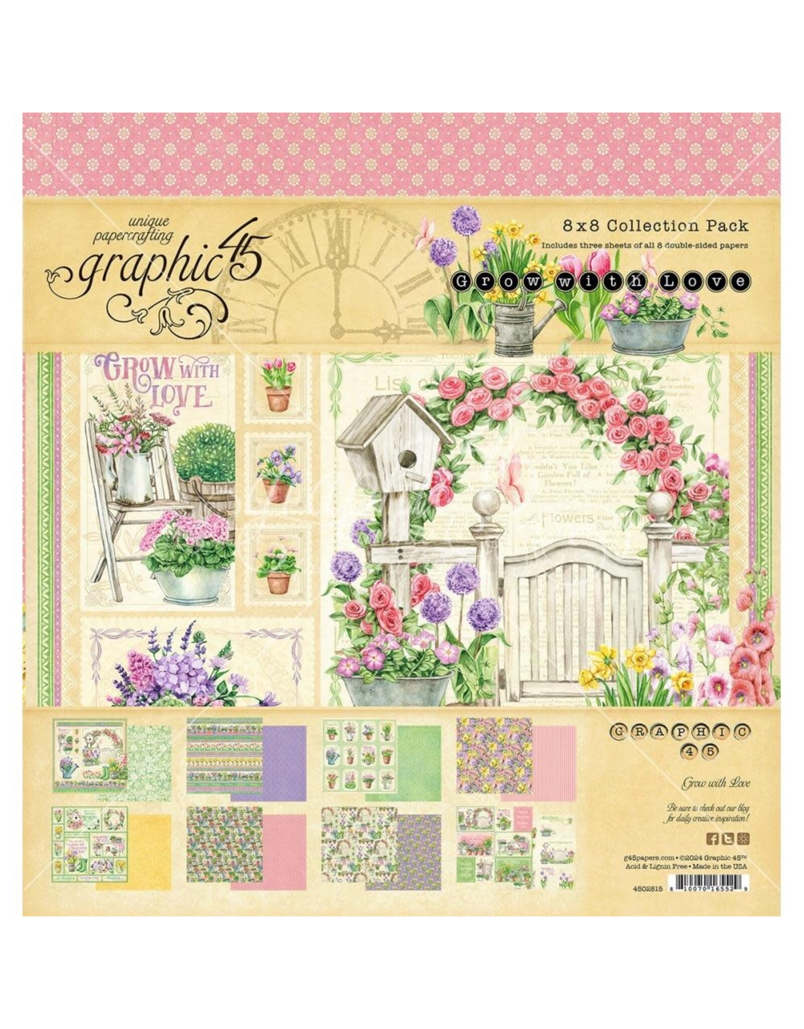 GRAPHIC 45 GRAPHIC 45 GROW WITH LOVE COLLECTION 8x8 COLLECTION PACK 16 SHEETS