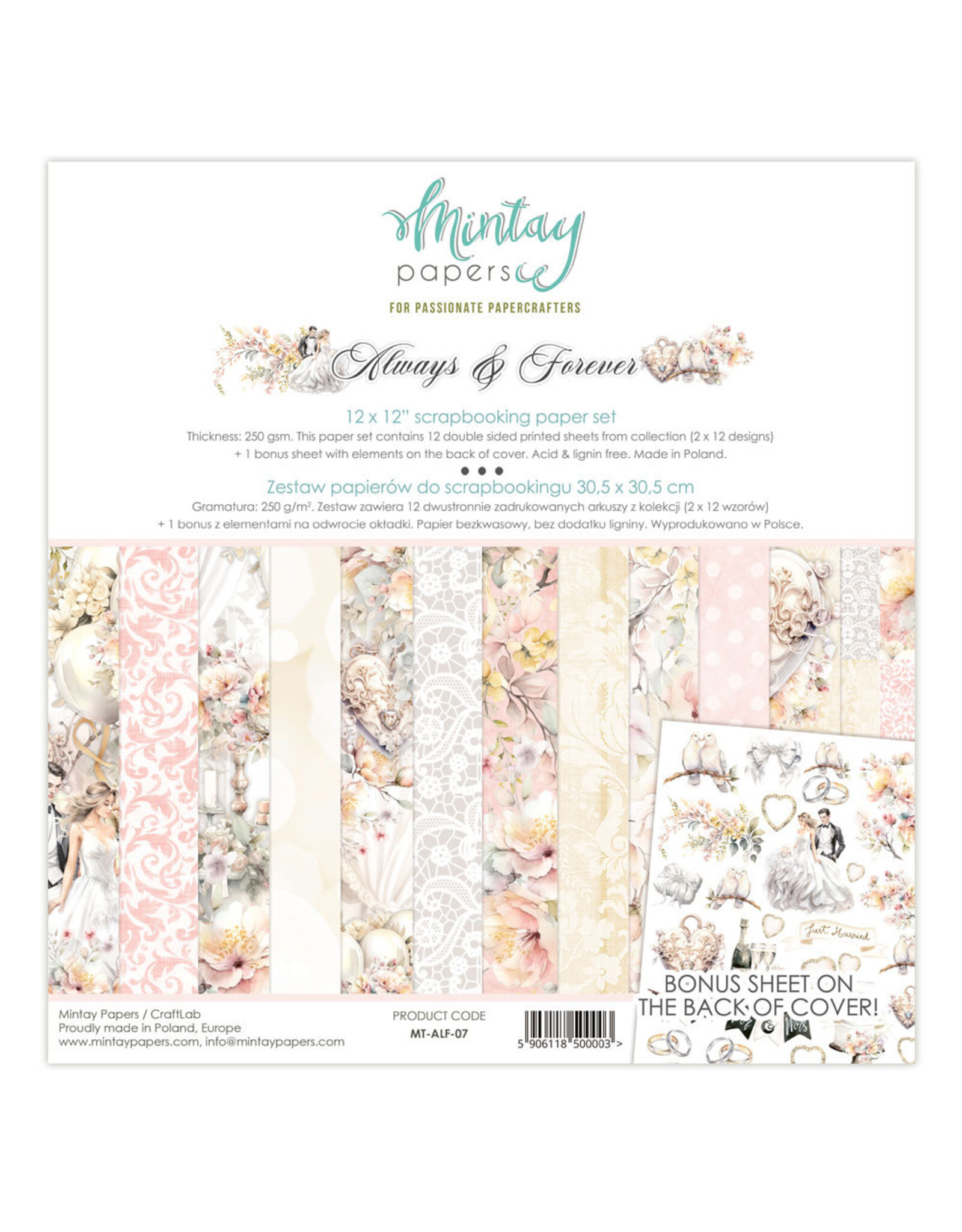 MINTAY MINTAY ALWAYS & FOREVER 12x12 COLLECTION PACK 12 SHEETS + BONUS CUTOUTS