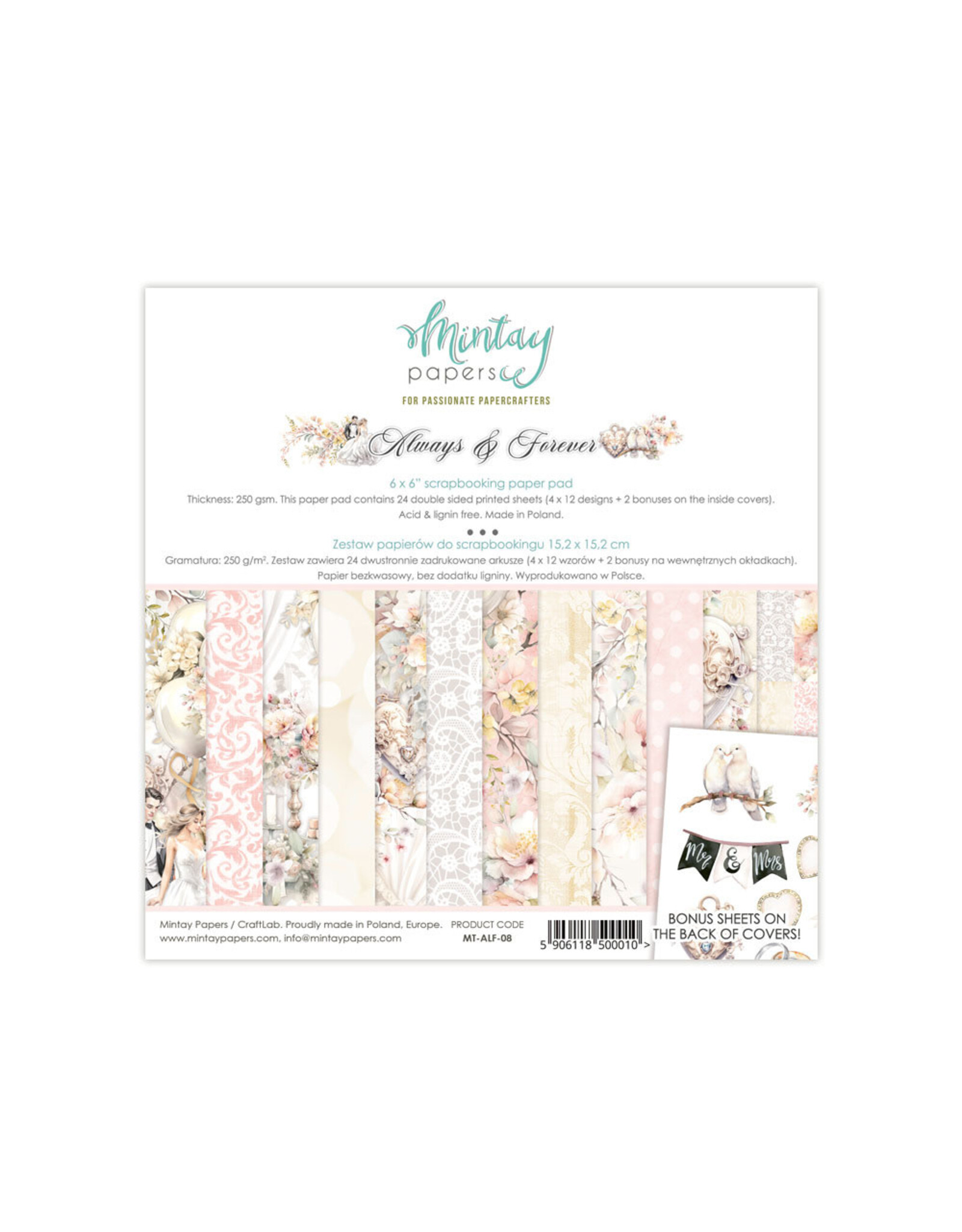 MINTAY MINTAY ALWAYS & FOREVER 6x6 PAPER PAD 24 SHEETS