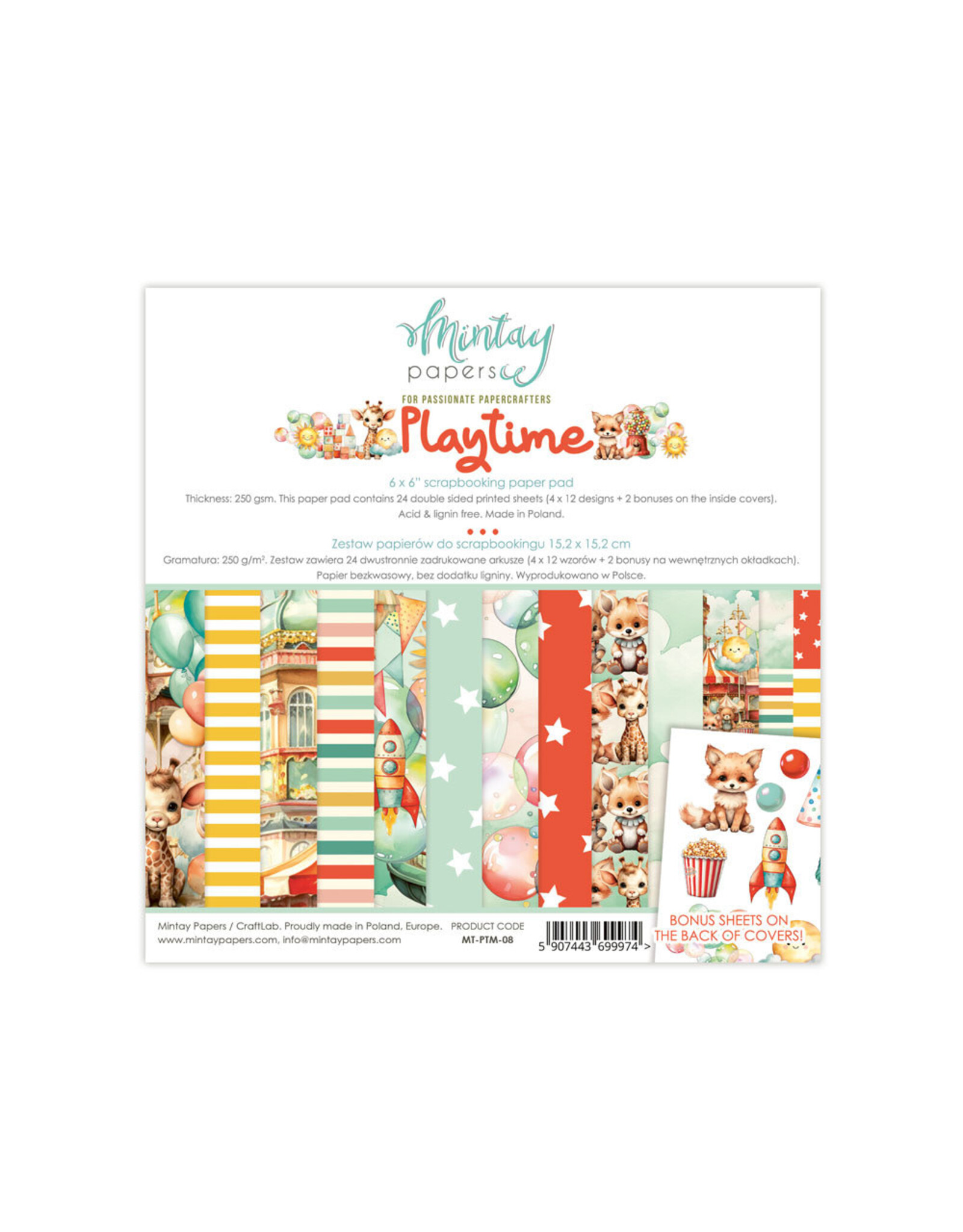 MINTAY MINTAY PLAYTIME 6x6 PAPER PAD 24 SHEETS