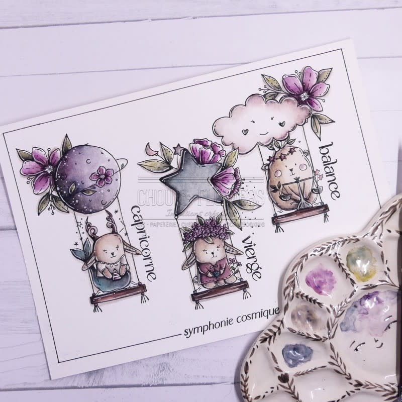 CHOU & FLOWERS CHOU & FLOWERS HORS-SÉRIE DOUDOULAND LES ASTROS COLLECTION DOUDOU CAPRICORNE CLEAR STAMP SET