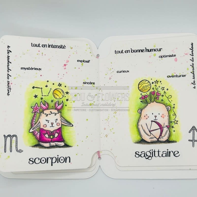 CHOU & FLOWERS CHOU & FLOWERS HORS-SÉRIE DOUDOULAND LES ASTROS COLLECTION DOUDOU SAGITTAIRE CLEAR STAMP SET