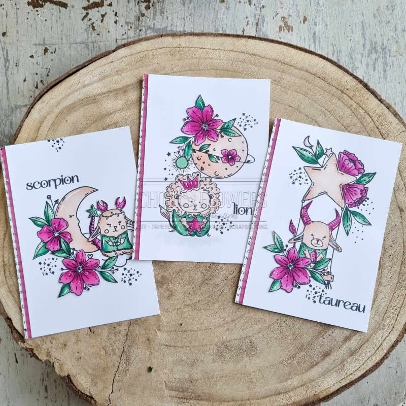 CHOU & FLOWERS CHOU & FLOWERS HORS-SÉRIE DOUDOULAND LES ASTROS COLLECTION DOUDOU TAUREAU CLEAR STAMP SET