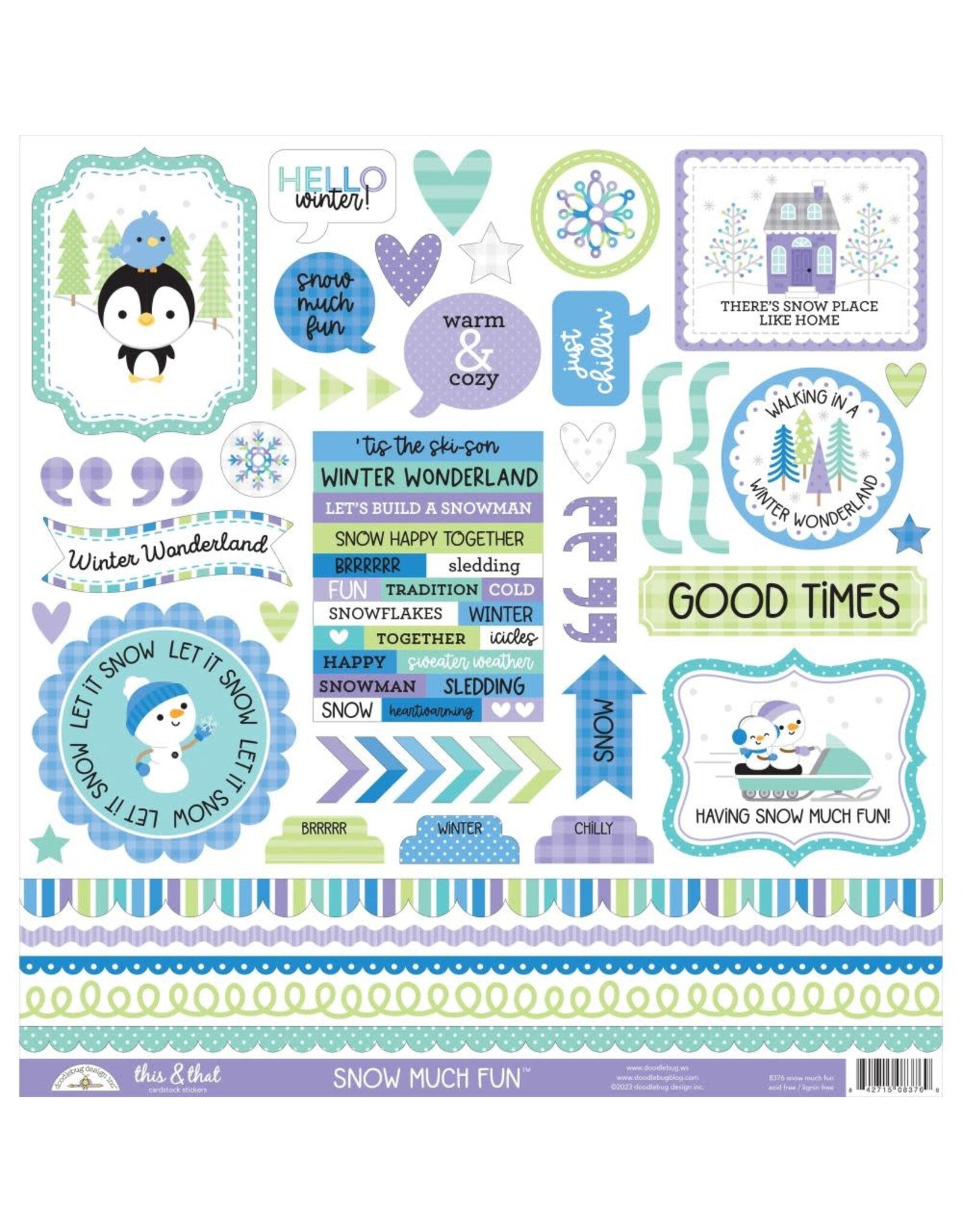 DOODLEBUG DESIGNS DOODLEBUG DESIGN SNOW MUCH FUN THIS & THAT 12x12 CARDSTOCK STICKERS
