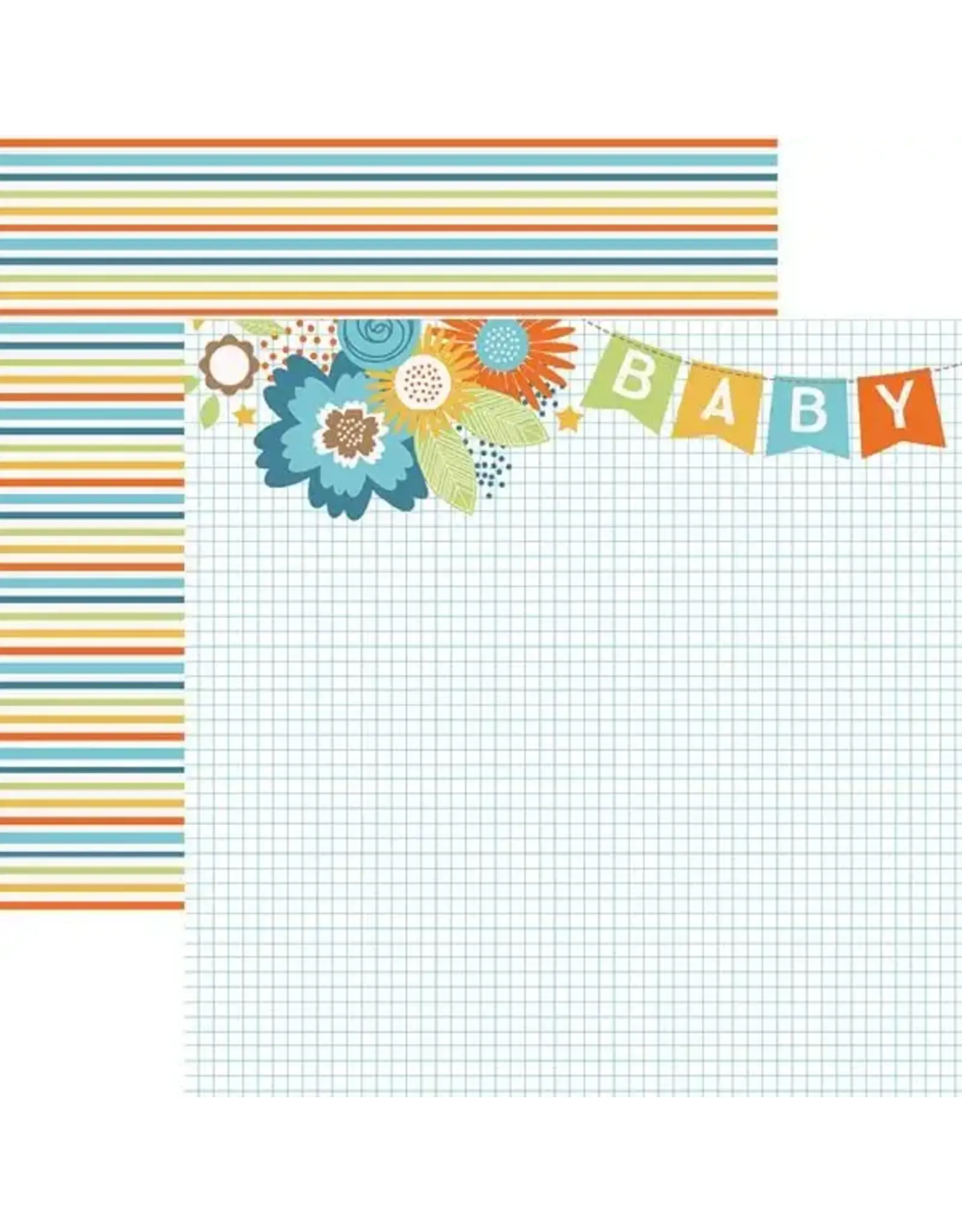 PAPER HOUSE PRODUCTIONS PAPER HOUSE HELLO BABY BABY BOY BANNER 12X12 CARDSTOCK