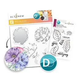 ALTENEW ALTENEW DYNAMIC DUO: WATERCOLOR DREAMS OUTLINE CLEAR STAMP AND STENCIL SET