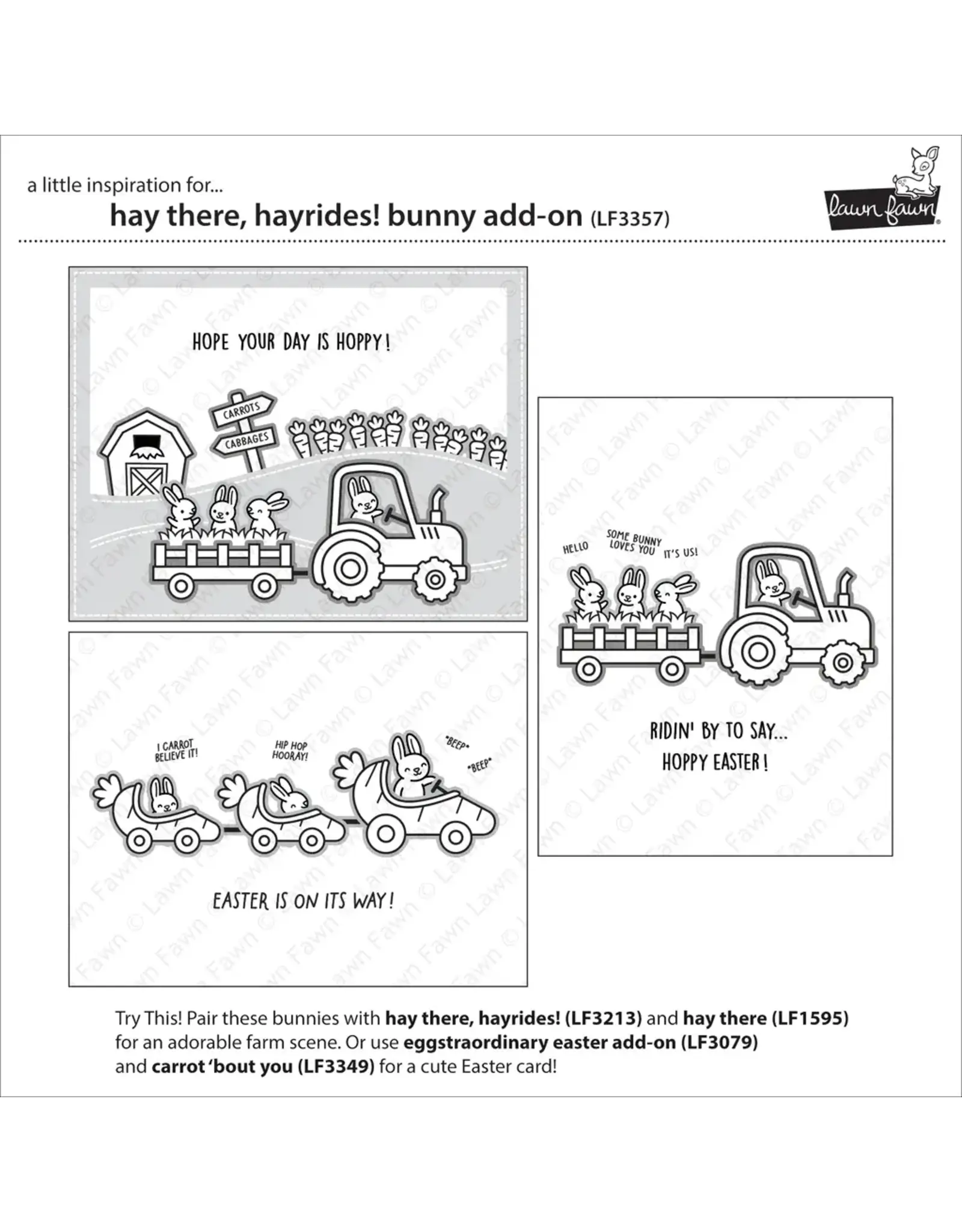 LAWN FAWN LAWN FAWN HAY THERE, HAYRIDES! BUNNY ADD-ON CLEAR STAMP SET
