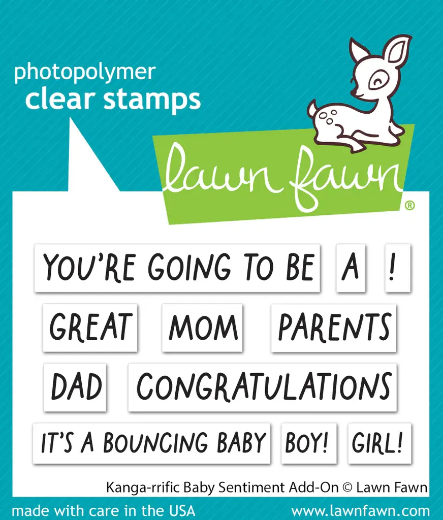 LAWN FAWN LAWN FAWN KANGA-RRIFIC BABY SENTIMENT ADD-ON CLEAR STAMP SET