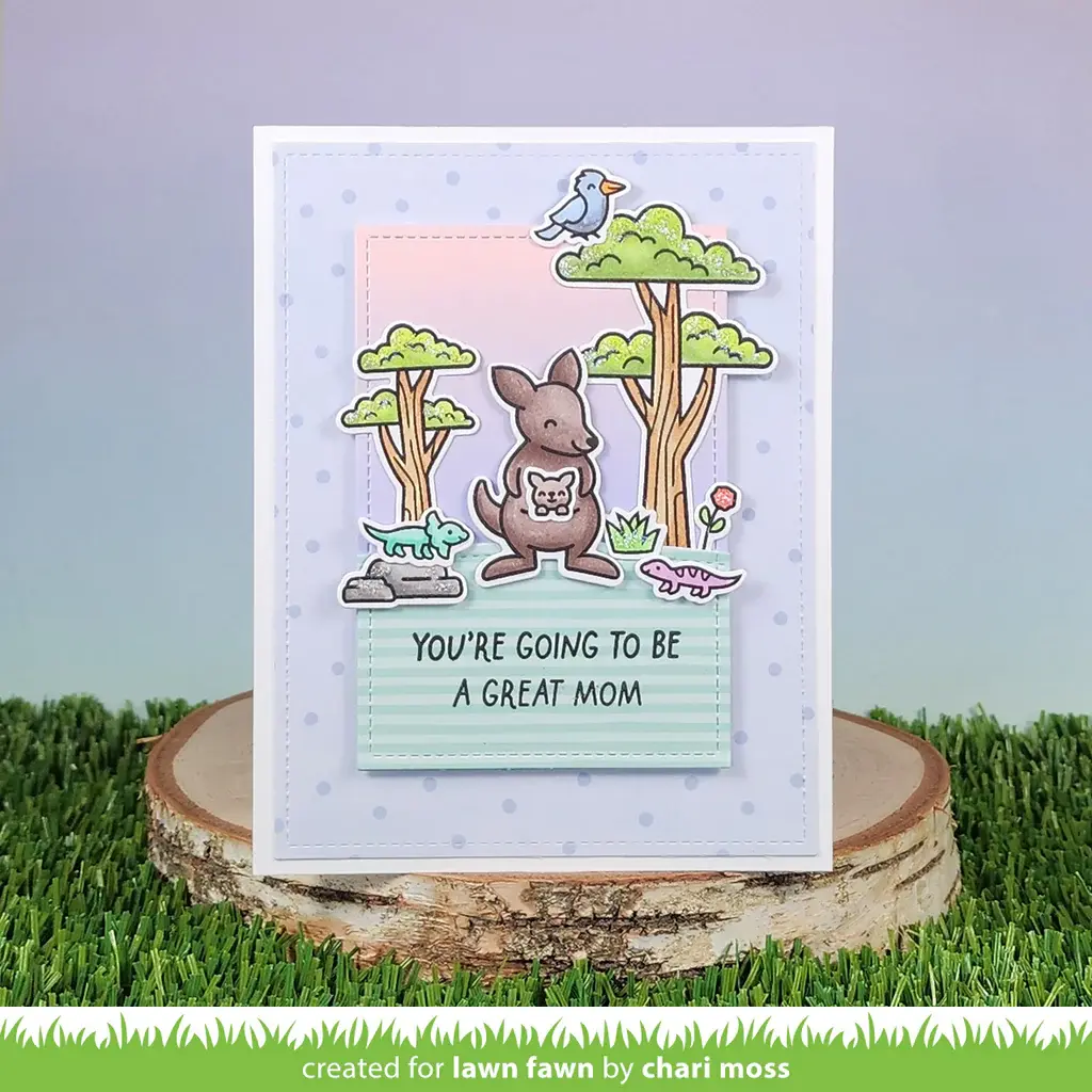 LAWN FAWN LAWN FAWN KANGA-RRIFIC BABY SENTIMENT ADD-ON CLEAR STAMP SET