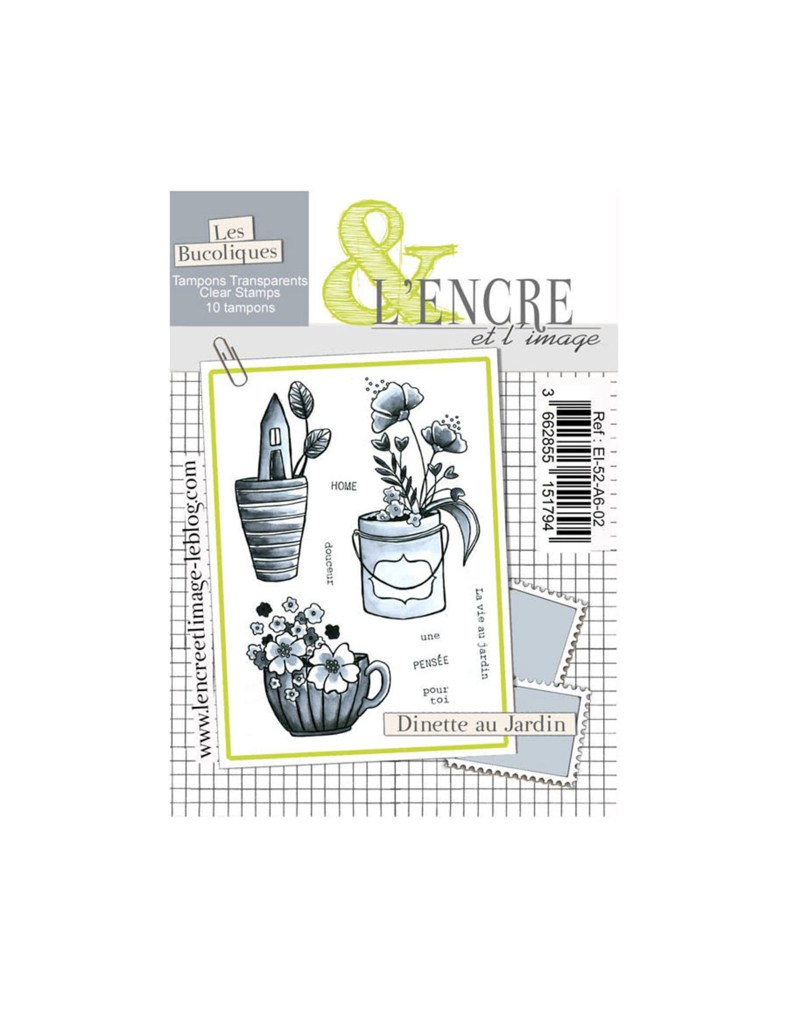 L'ENCRE ET L'IMAGE L'ENCRE ET L'IMAGE LES BUCOLIQUES DINETTE AU JARDIN A6 CLEAR STAMP SET