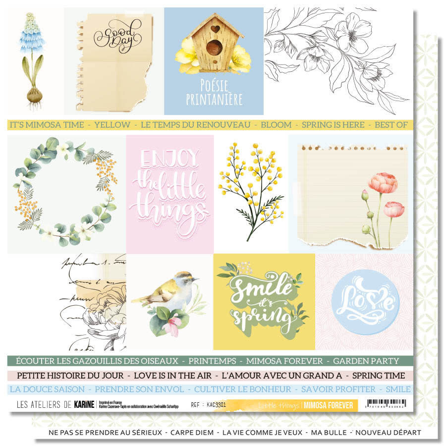 LES ATELIERS DE KARINE LES ATELIERS DE KARINE MIMOSA FOREVER LITTLE THINGS 12x12 CARDSTOCK