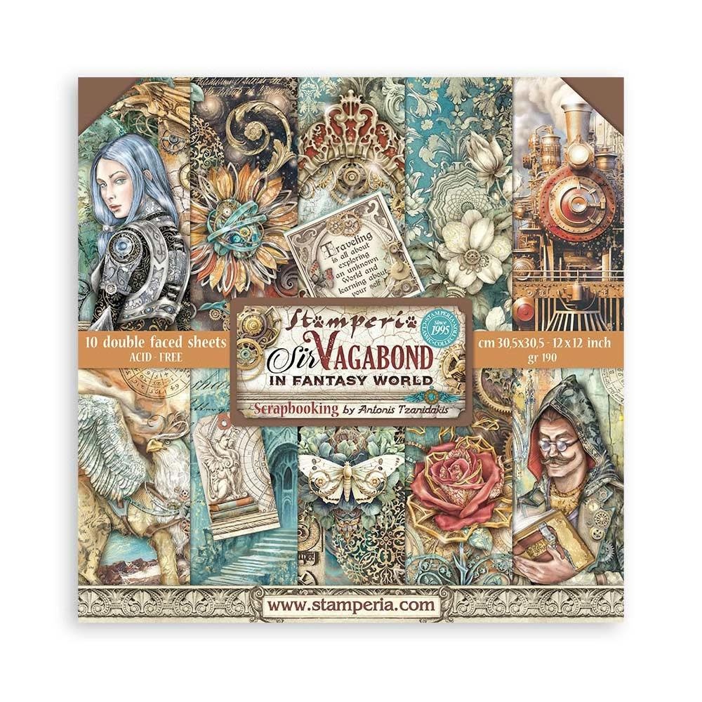 STAMPERIA STAMPERIA ANTONIS TZANIDAKIS SIR VAGABOND IN FANTASY WORLD 12X12 COLLECTION PACK 10 SHEETS