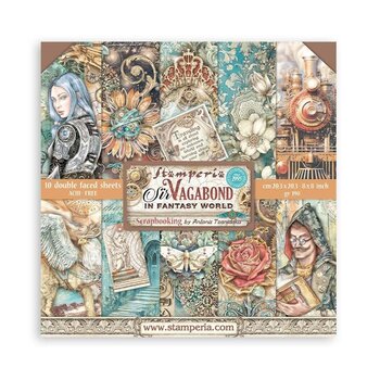 STAMPERIA STAMPERIA ANTONIS TZANIDAKIS SIR VAGABOND IN FANTASY WORLD 8x8 COLLECTION PACK 10 SHEETS
