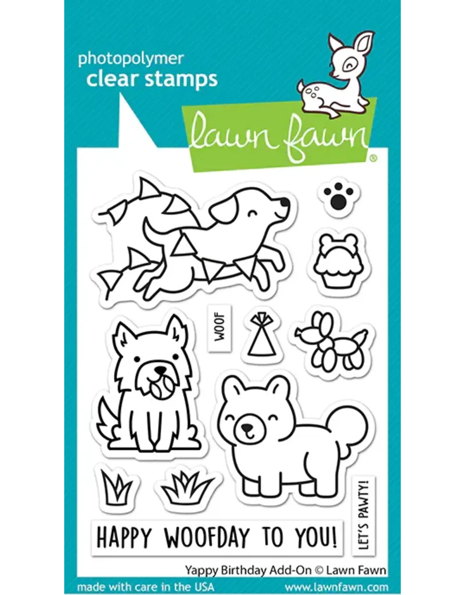 LAWN FAWN LAWN FAWN YAPPY BIRTHDAY ADD-ON CLEAR STAMP AND DIE SET