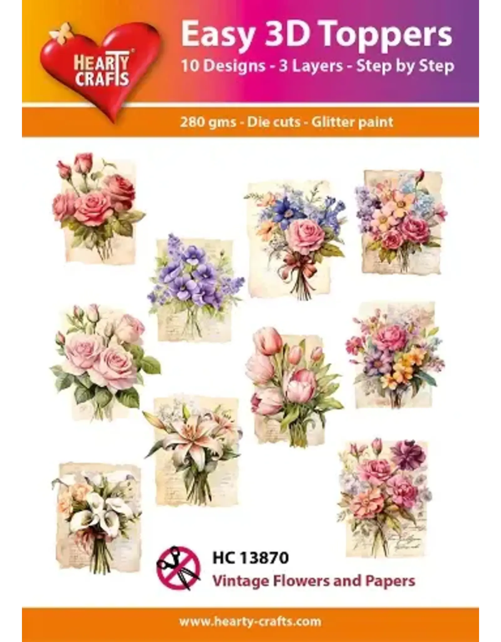 HEARTY CRAFTS HEARTY CRAFTS VINTAGE FLOWERS AND PAPERS EASY 3D TOPPERS