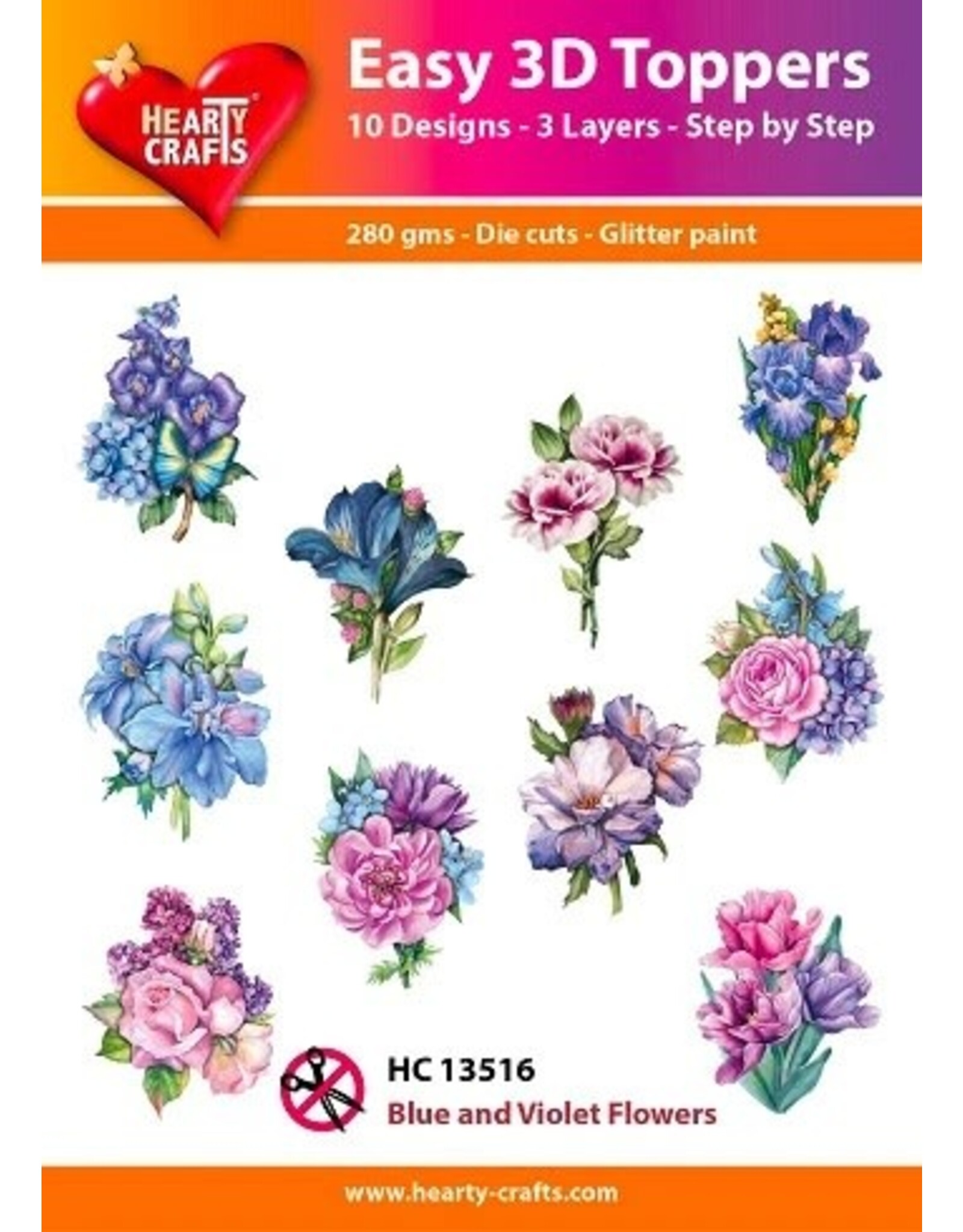 HEARTY CRAFTS HEARTY CRAFTS BLUE & VIOLET FLOWERS EASY 3D TOPPERS