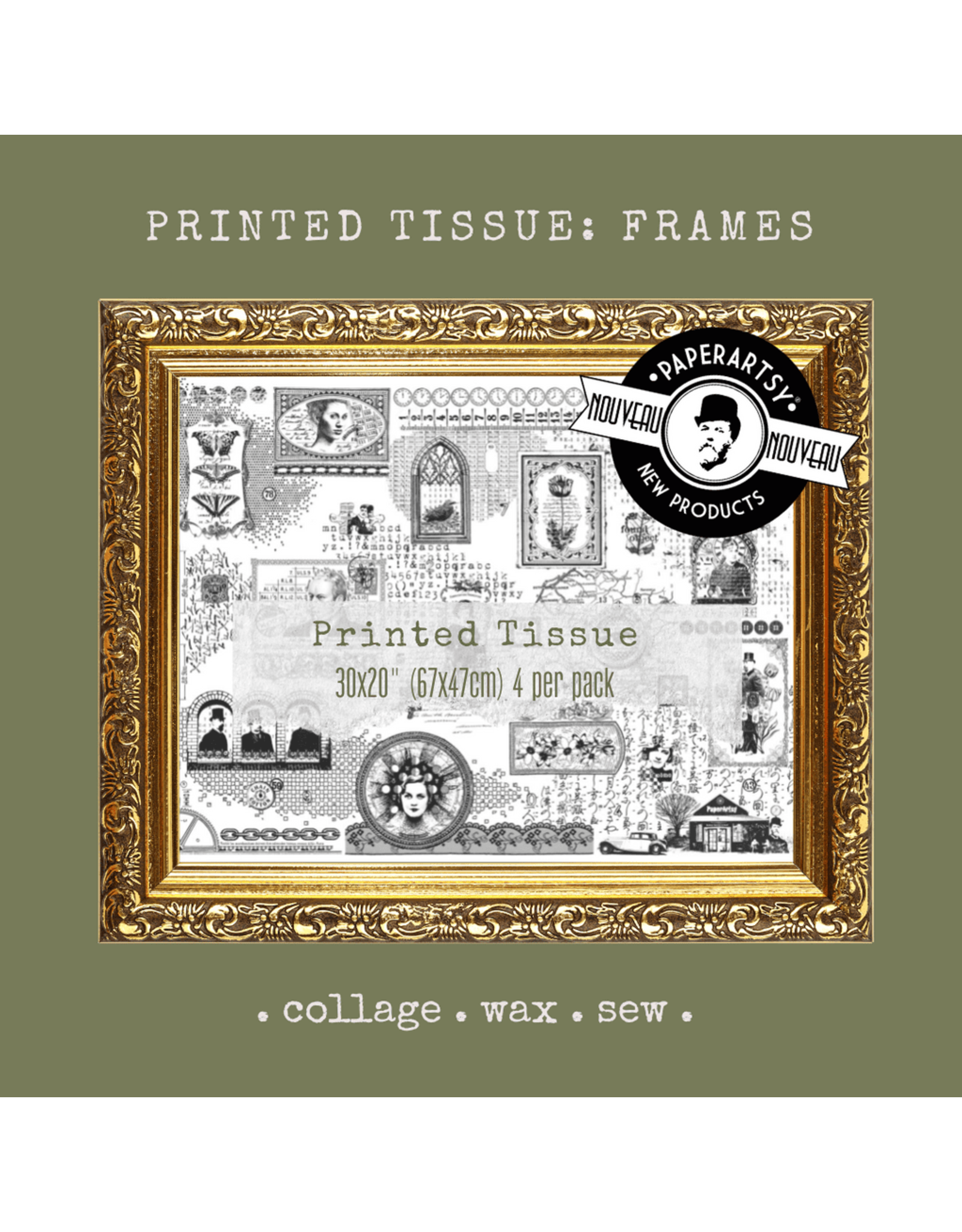 PAPER ARTSY PAPER ARTSY HOT PICKS PRINTED TISSUE-FRAMES COLLAGE PAPER 4 SHEETS