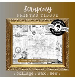 PAPER ARTSY PAPER ARTSY SCRAPCOSY PRINTED TISSUE COLLAGE PAPER 4 SHEETS