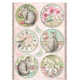 STAMPERIA STAMPERIA ORCIDS AND CATS ROUNDS RICE PAPER DECOUPAGE 21X29.7CM