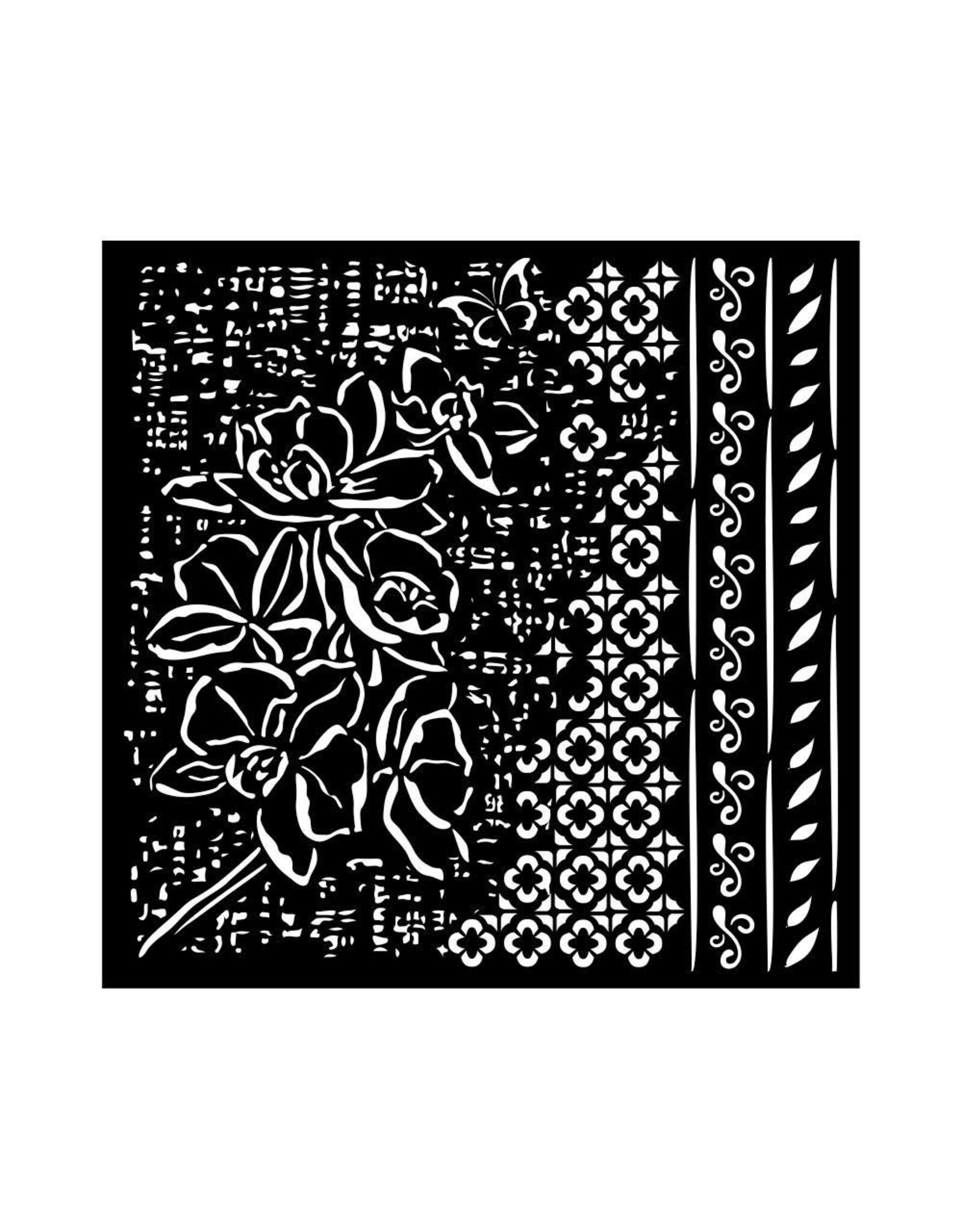 STAMPERIA STAMPERIA MEDIA STENCIL ORCHIDS AND CATS ORCHID PATTERN 18X18CM