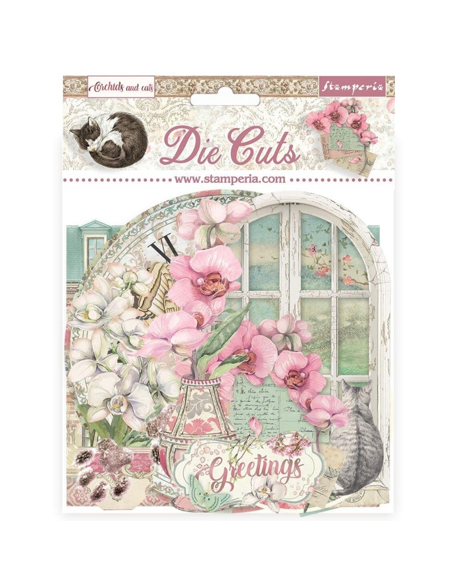 STAMPERIA STAMPERIA ORCHIDS AND CATS CHIPBOARD DIE CUTS