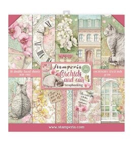 STAMPERIA STAMPERIA ORCHIDS & CATS 12x12 PAPER PACK 10 SHEETS