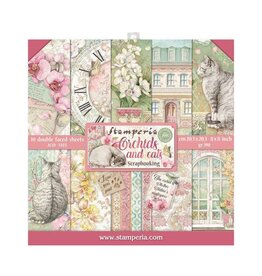 STAMPERIA STAMPERIA ORCHIDS AND CATS 8x8 PAPER PACK 10 SHEETS