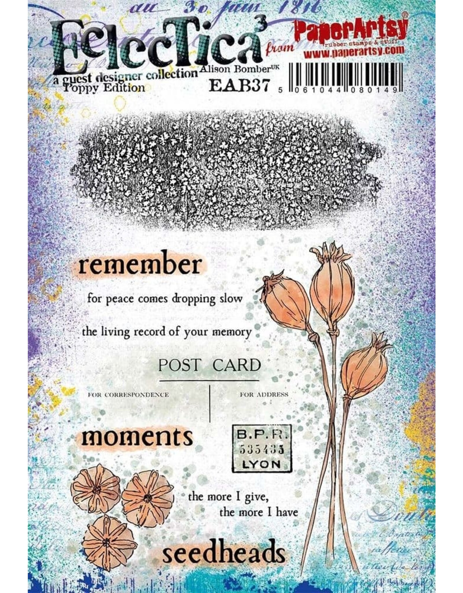 PAPER ARTSY PAPER ARTSY ECLECTICA ALISON BOMBER POPPY EDITION EAB38 CLING STAMP SET
