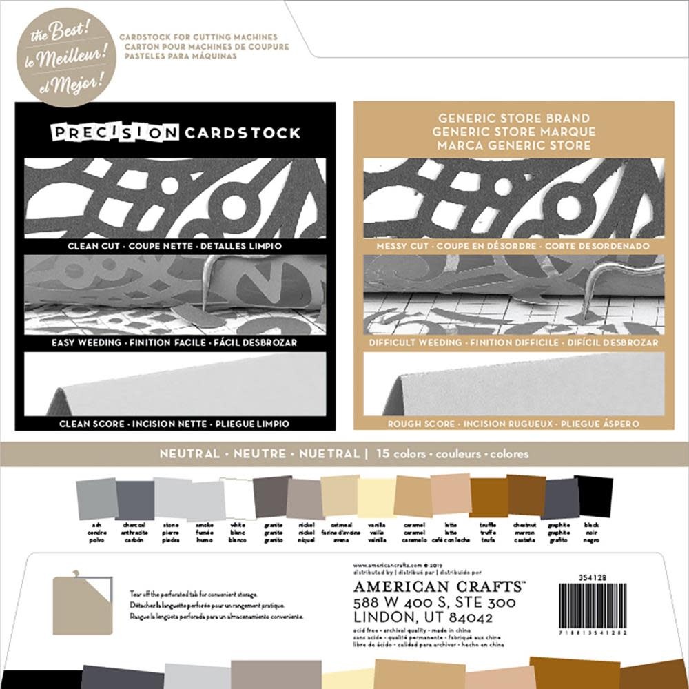AMERICAN CRAFTS AMERICAN CRAFTS PRECISION NEUTRAL/TEXTURED CARDSTOCK 12X12 60PK