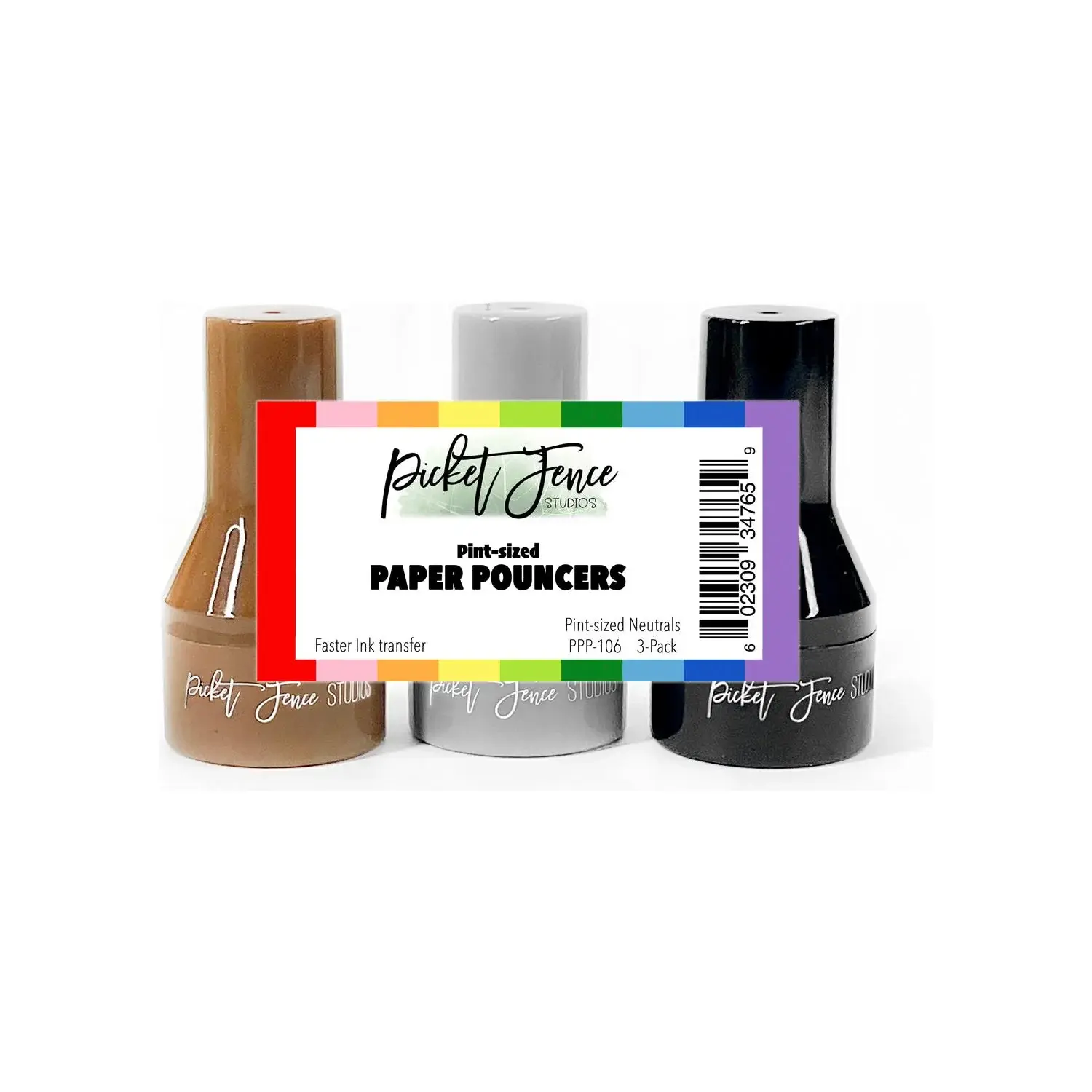 PICKET FENCE STUDIOS PINT-SIZE NEUTRALS PAPER POUNCERS 3/PK