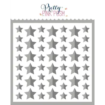 PRETTY PINK POSH LAYERED HALF STARS STENCIL SET 2/PK