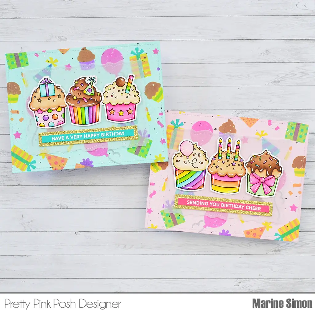 PRETTY PINK POSH BIRTHDAY CUPCAKES COORDINATING DIE SET
