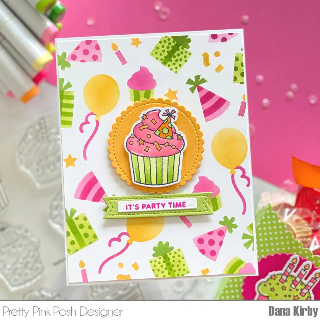 PRETTY PINK POSH BIRTHDAY CUPCAKES COORDINATING DIE SET