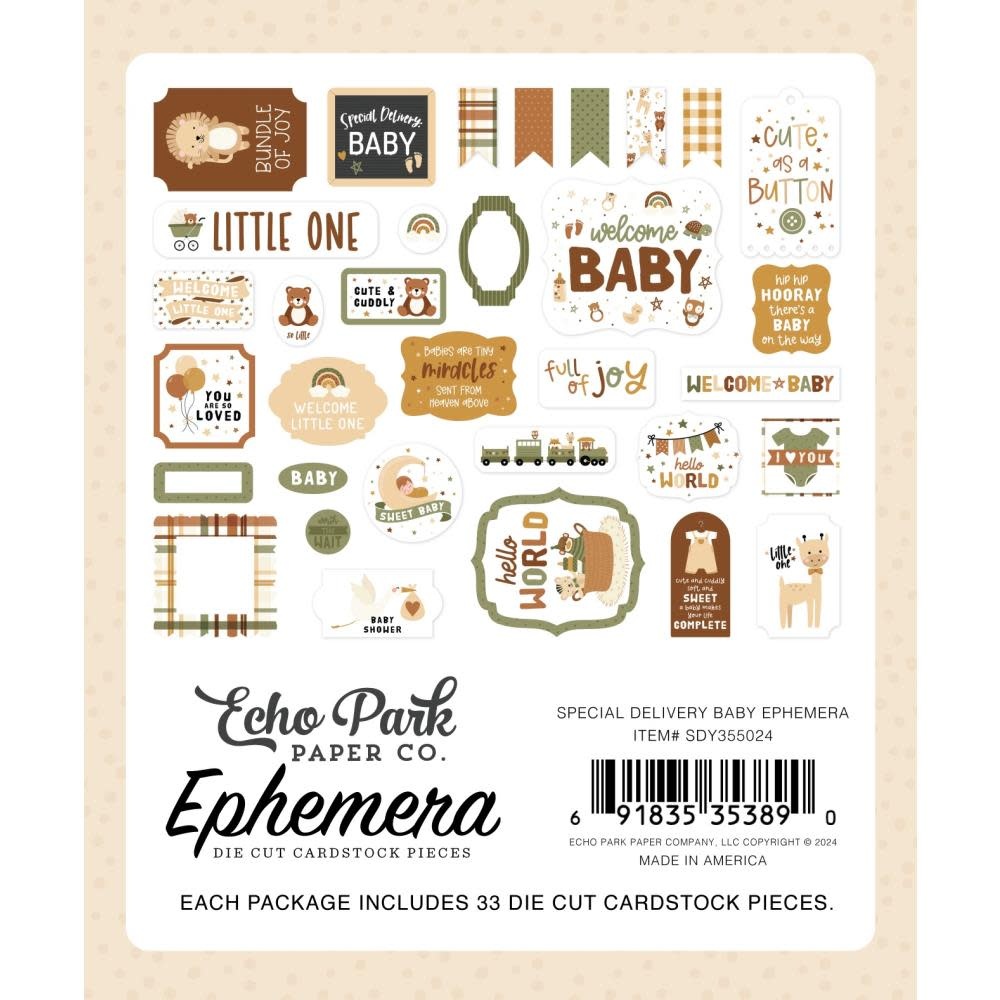 ECHO PARK PAPER ECHO PARK LORI WHITLOCK SPECIAL DELIVERY: BABY EPHEMERA 33/PK