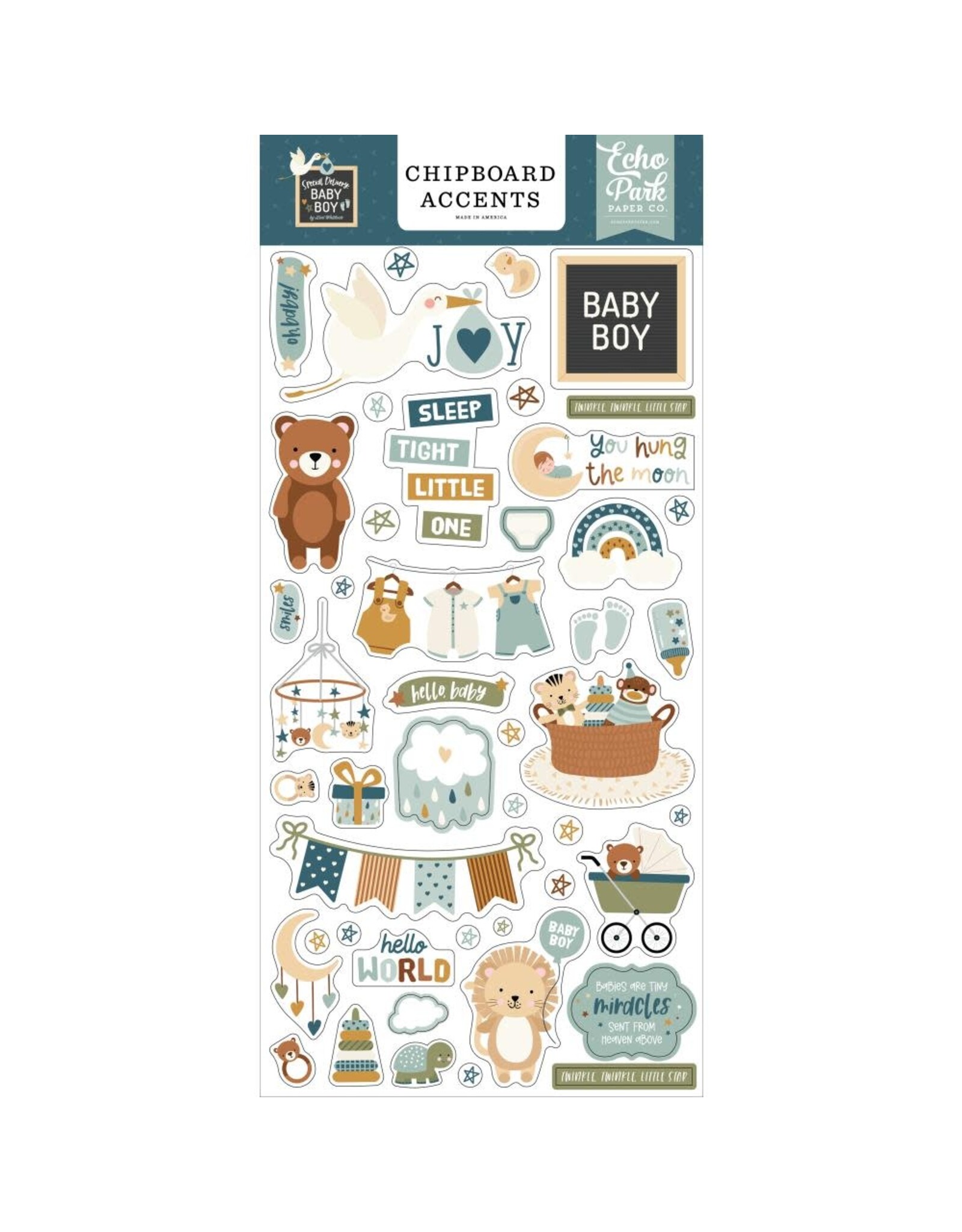 ECHO PARK PAPER ECHO PARK LORI WHITLOCK SPECIAL DELIVERY: BABY BOY 6x13 CHIPBOARD ACCENTS