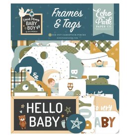 ECHO PARK PAPER ECHO PARK LORI WHITLOCK SPECIAL DELIVERY: BABY BOY FRAMES & TAGS DIE CUTS 33/PK