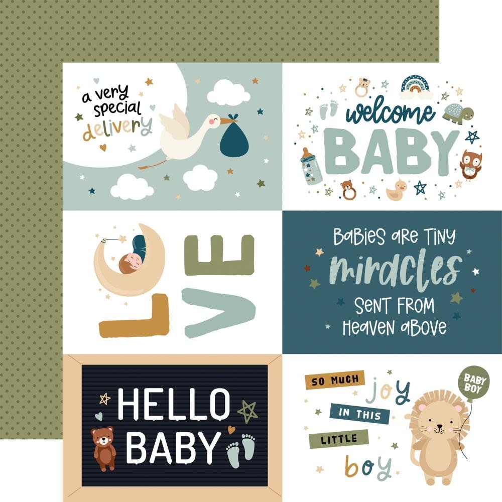 ECHO PARK PAPER ECHO PARK LORI WHITLOCK SPECIAL DELIVERY: BABY BOY 6x4 JOURNALING CARDS 12x12 CARDSTOCK
