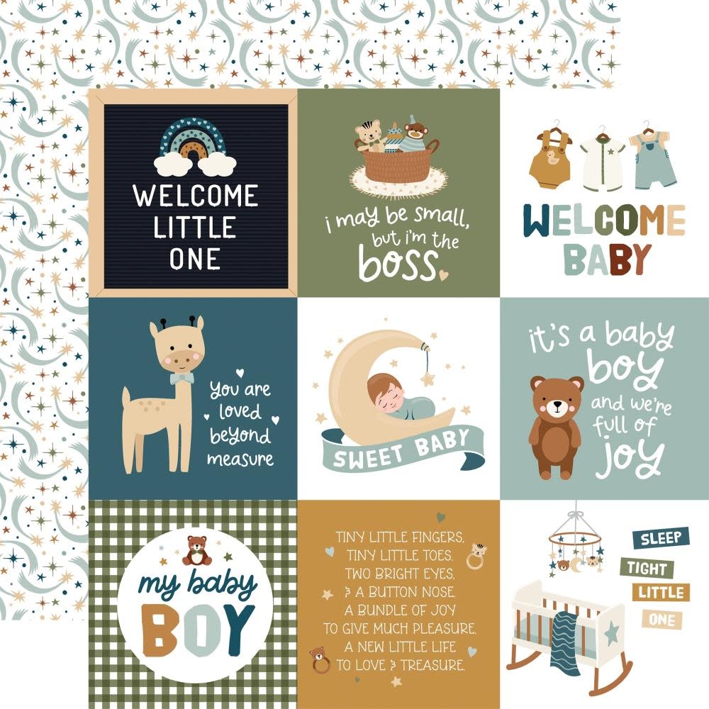 ECHO PARK PAPER ECHO PARK LORI WHITLOCK SPECIAL DELIVERY: BABY BOY 4x4 JOURNALING CARDS 12x12 CARDSTOCK